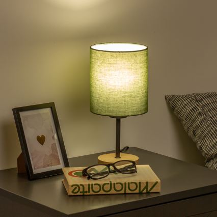 Brilagi - Tischleuchte NUBILA WOOD 1xE27/25W/230V Eiche/grün
