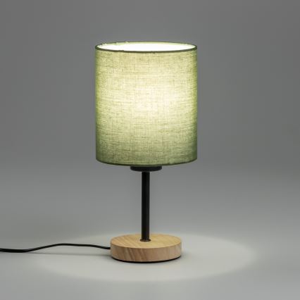 Brilagi - Tischleuchte NUBILA WOOD 1xE27/25W/230V Eiche/grün