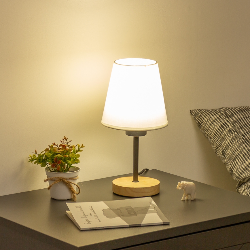 Brilagi - Tischleuchte NUBILA WOOD 1xE27/25W/230V Eiche/weiß