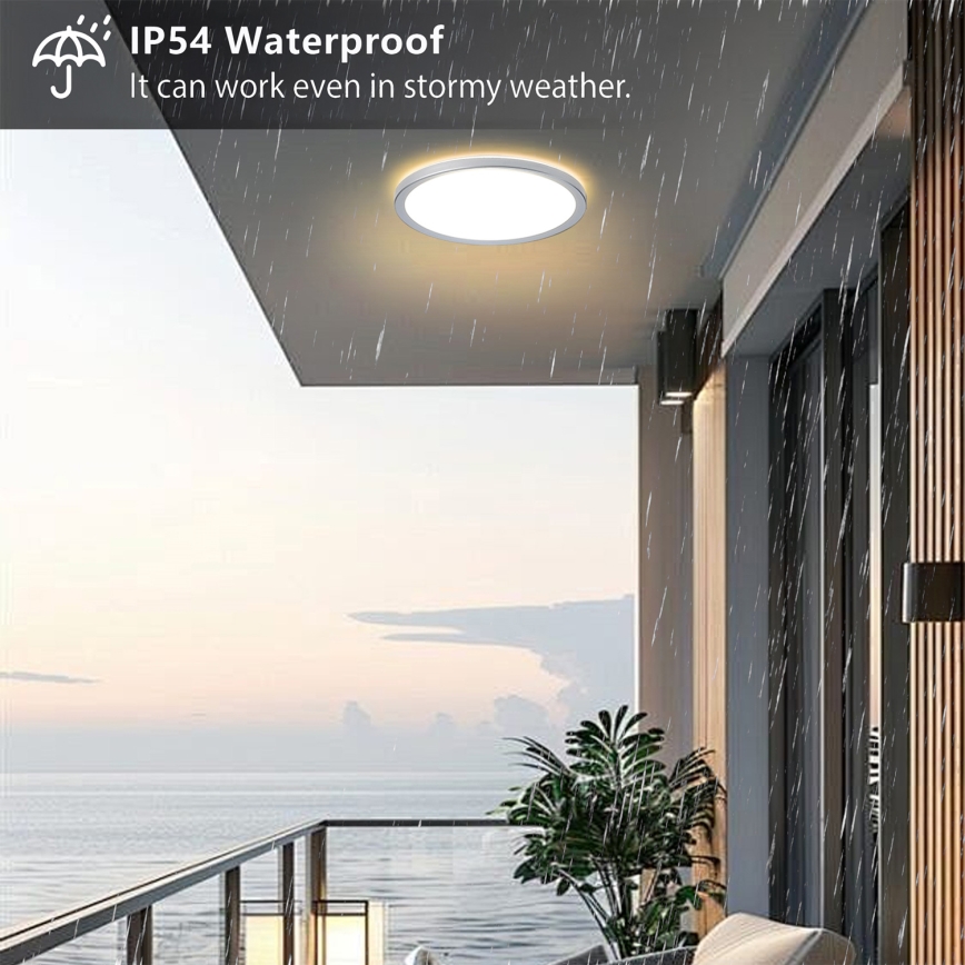 Brilagi - LED Badezimmer-Deckenleuchte ULTRA SLIM LED/24W/230V Ø 42 cm Silber IP54
