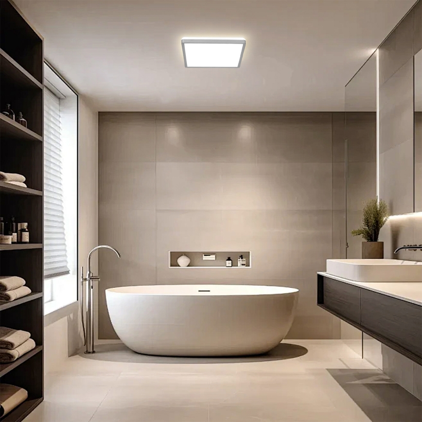 Brilagi - LED-Badezimmer-Deckenleuchte ULTRA SLIM LED/18W/230V 30x30 cm Silber IP54