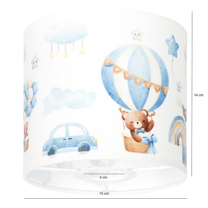 BRILAGI - Universal-Lampenschirm BOBO E27 Ø 15 cm weiß/blau/Bärchen