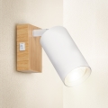 Brilagi - Wand-Spot mit Schalter SELE 1xGU10/30W/230V weiß/Eichen-Dekor