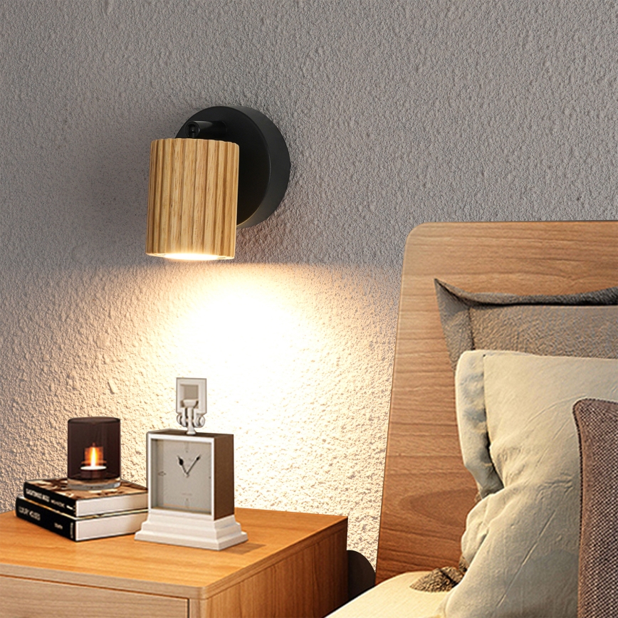 Brilagi - Wand-Spot MODERN WOOD 1xGU10/8W/230V Gummibaum/schwarz