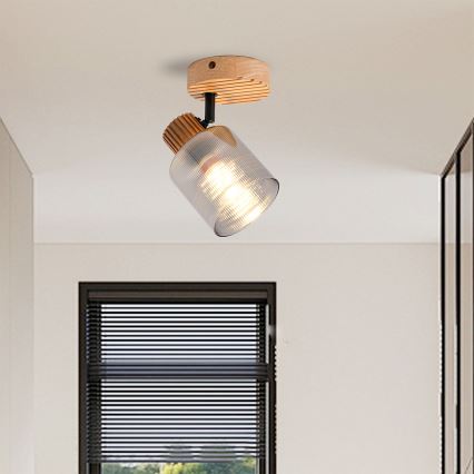 Brilagi - Wand-Spotleuchte HYGGE 1xE14/15W/230V Gummibaumholz/rauchfarben