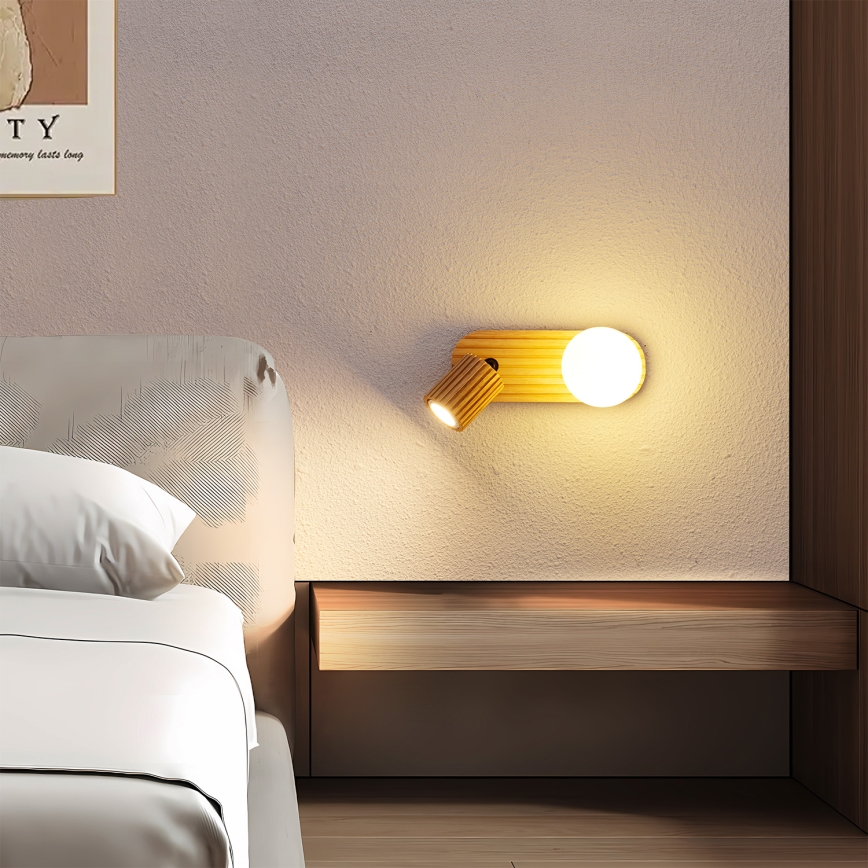 Brilagi - Wand-Spotleuchte MODERN WOOD 1xG9/5W/230V + 1xGU10/8W Holz