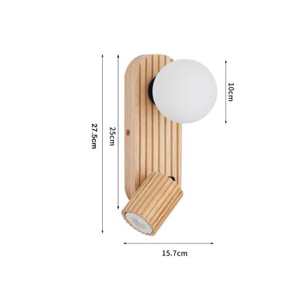 Brilagi - Wand-Spotleuchte MODERN WOOD 1xG9/5W/230V + 1xGU10/8W Holz