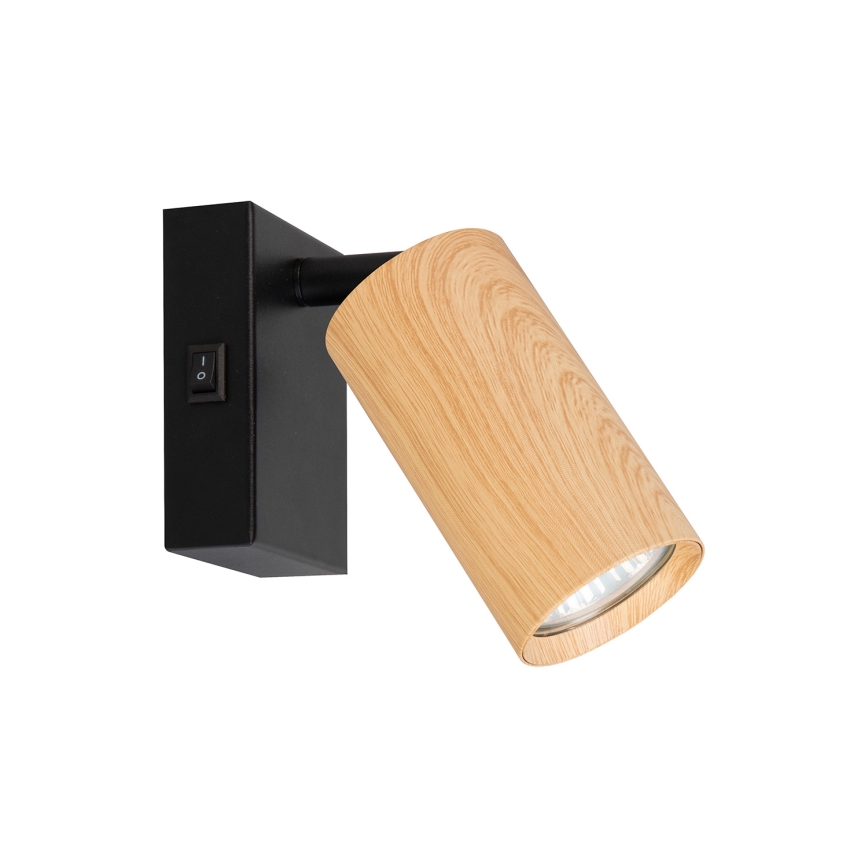 Brilagi - Wandspot mit Schalter SELE 1xGU10/30W/230V schwarz/Eichen-Dekor