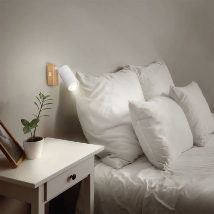 Brilagi - Wand-Spotleuchte SELE 1xGU10/30W/230V weiß/Eiche-Dekor
