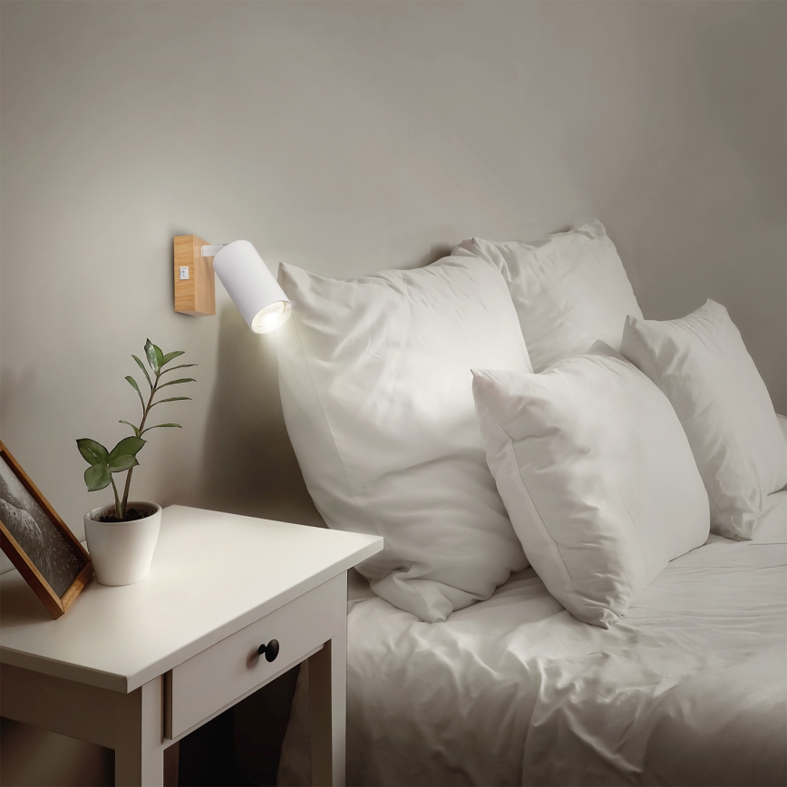 Brilagi - Wand-Spotleuchte SELE 1xGU10/30W/230V weiß/Eiche-Dekor