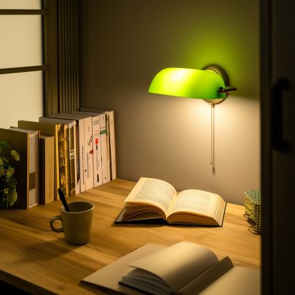 Brilagi - Wandleuchte BANK OFFICE 1xE27/60W/230V Messing/Grün