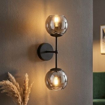 Brilagi - Wandleuchte DIOR 2xE27/60W/230V schwarz/rauchgrau