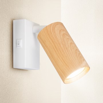 Brilagi - Wandleuchte mit Schalter SELE 1xGU10/30W/230V weiß/Eichen-Dekor