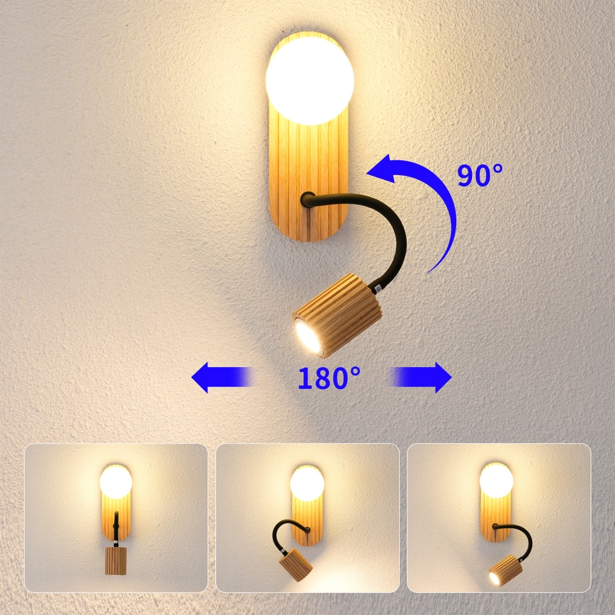 Brilagi - Wandleuchte MODERN WOOD 1xG9/5W/230V + 1xGU10/8W aus Holz