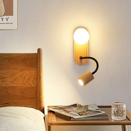 Brilagi - Wandleuchte MODERN WOOD 1xG9/5W/230V + 1xGU10/8W Gummibaumholz