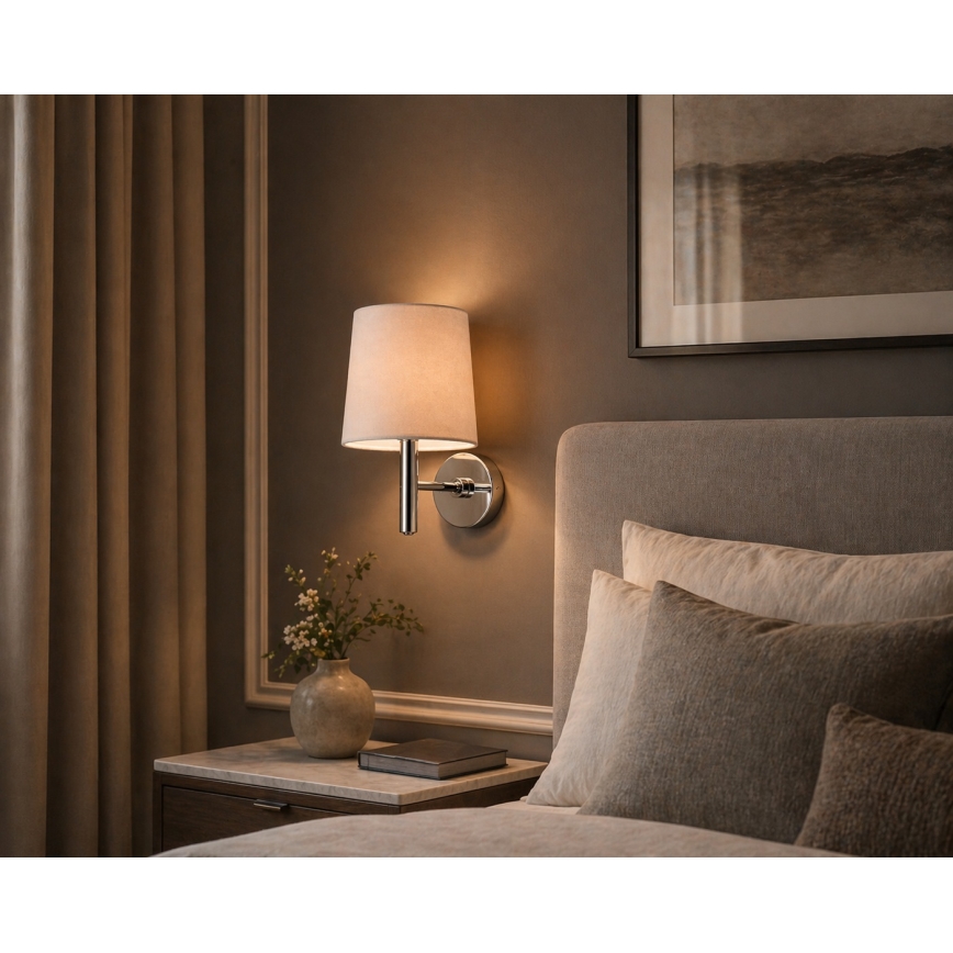 Brilagi - Wandleuchte MONTE 1xE27/60W/230V beige/glänzender Chrom