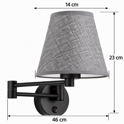 BRILAGI - Wandleuchte NUBILA 1xE27/15W/230V grau/schwarz