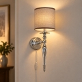 BRILAGI - Wandleuchte NUBILA 1xE27/60W/230V glänzender Chrom/braun