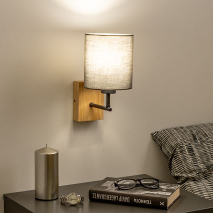 Brilagi - Wandleuchte NUBILA WOOD 1xE27/25W/230V Eiche/anthrazit