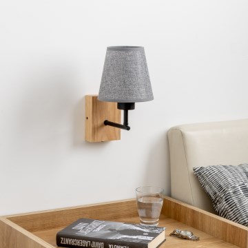 Brilagi - Wandleuchte NUBILA WOOD 1xE27/25W/230V Eiche/grau