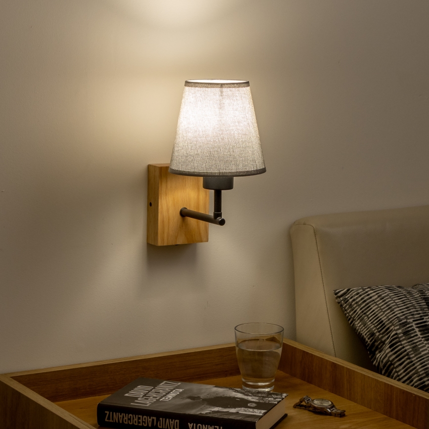 Brilagi - Wandleuchte NUBILA WOOD 1xE27/25W/230V Eiche/grau