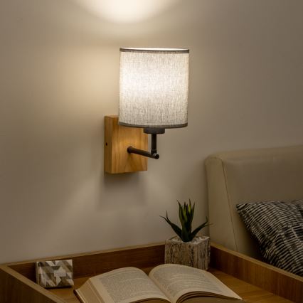 Brilagi - Wandleuchte NUBILA WOOD 1xE27/25W/230V Eiche/grau