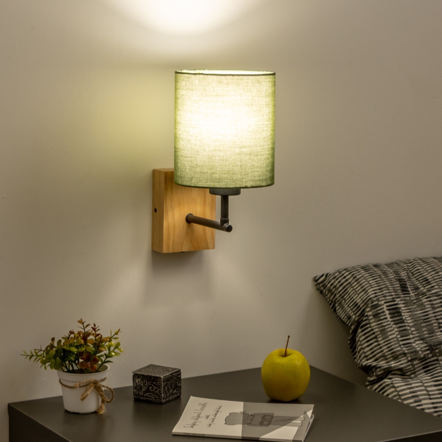 Brilagi - Wandleuchte NUBILA WOOD 1xE27/25W/230V Eiche/grün