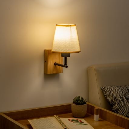 Brilagi - Wandleuchte NUBILA WOOD 1xE27/25W/230V Eiche/hellbraun