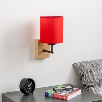 Brilagi - Wandleuchte NUBILA WOOD 1xE27/25W/230V Eiche/rot