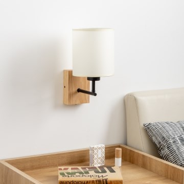 Brilagi - Wandleuchte NUBILA WOOD 1xE27/25W/230V Eiche/Schwarz/Cremé