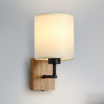 Brilagi - Wandleuchte NUBILA WOOD 1xE27/25W/230V Eiche/schwarz/cremefarben
