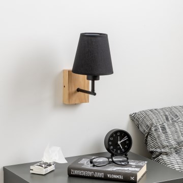 Brilagi - Wandleuchte NUBILA WOOD 1xE27/25W/230V Eiche/schwarz