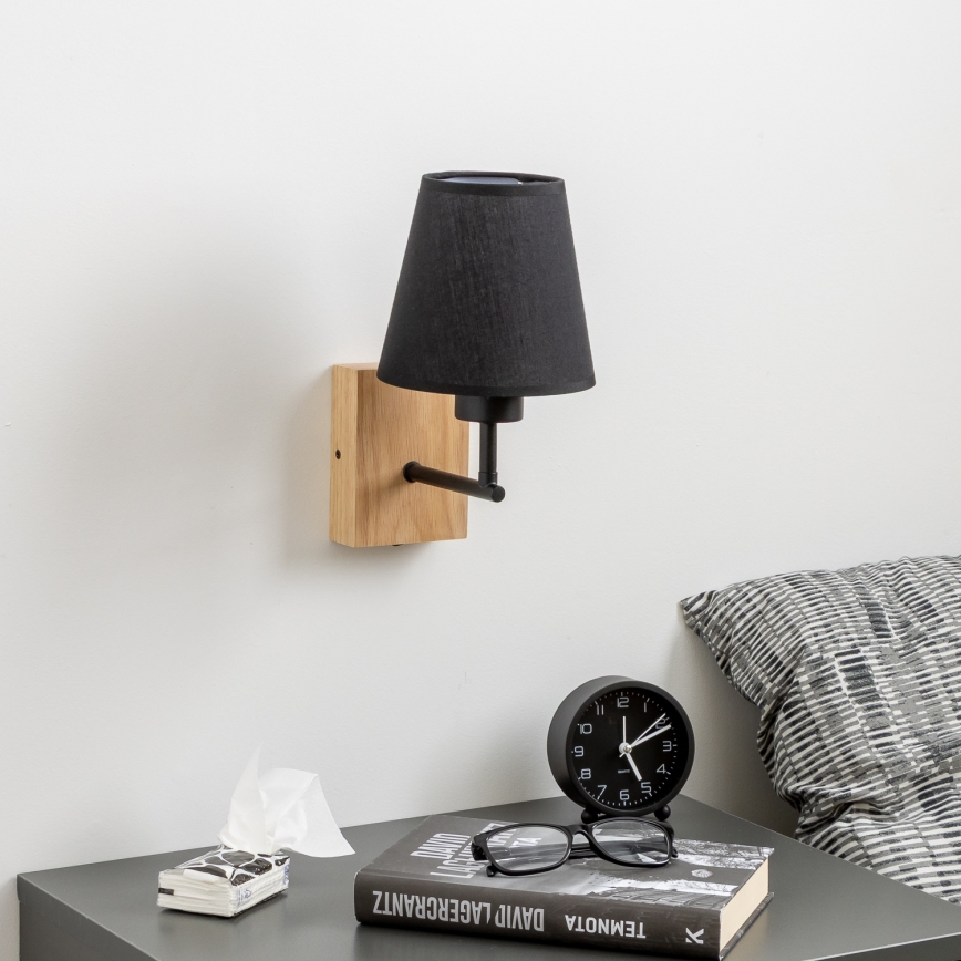 Brilagi - Wandleuchte NUBILA WOOD 1xE27/25W/230V Eiche/schwarz