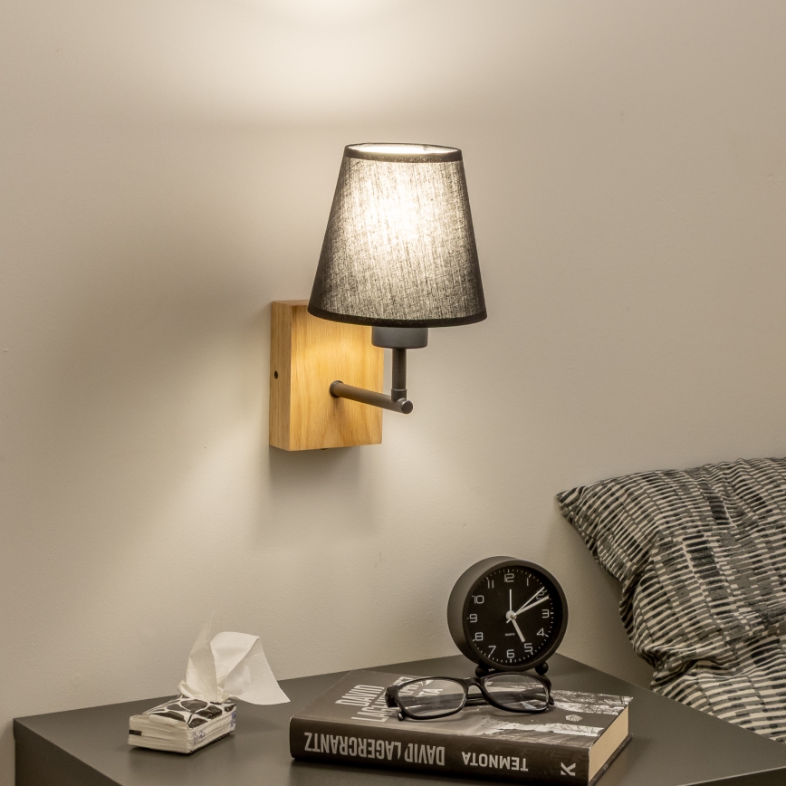 Brilagi - Wandleuchte NUBILA WOOD 1xE27/25W/230V Eiche/schwarz