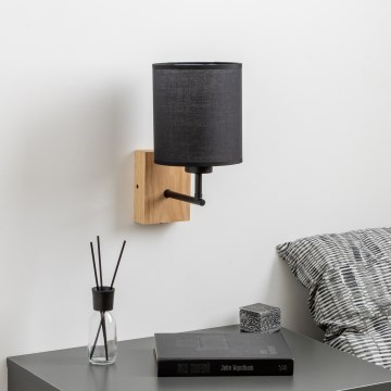 Brilagi - Wandleuchte NUBILA WOOD 1xE27/25W/230V Eiche/schwarz