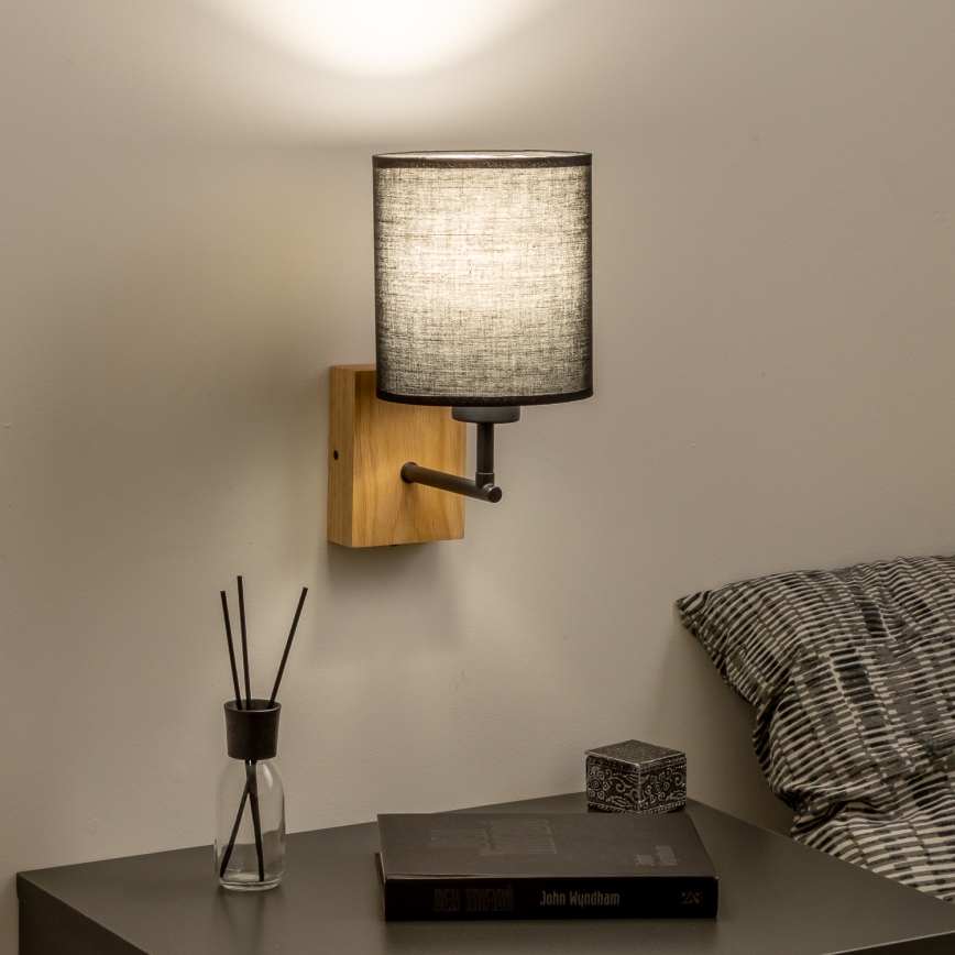 Brilagi - Wandleuchte NUBILA WOOD 1xE27/25W/230V Eiche/schwarz