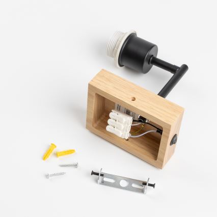 Brilagi - Wandleuchte NUBILA WOOD 1xE27/25W/230V Eiche/Schwarz/Orange