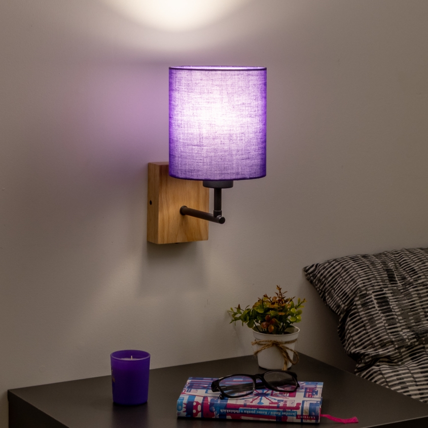Brilagi - Wandleuchte NUBILA WOOD 1xE27/25W/230V Eiche/violett