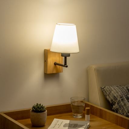 Brilagi - Wandleuchte NUBILA WOOD 1xE27/25W/230V Eiche/weiß