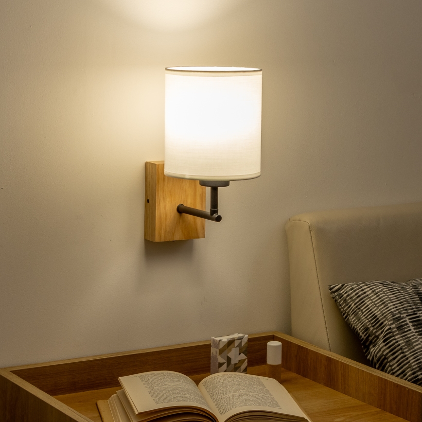 Brilagi - Wandleuchte NUBILA WOOD 1xE27/25W/230V Eiche/weiß