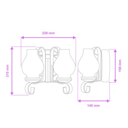 Brilagi - Wandleuchte ROATA APLICA 2xE14/40W/230V Buche/Walnuss