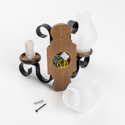 Brilagi - Wandleuchte RUSTIC 2xE14/40W/230V Buche/Walnuss