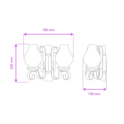 Brilagi - Wandleuchte RUSTIC 2xE14/40W/230V Buche/Walnuss