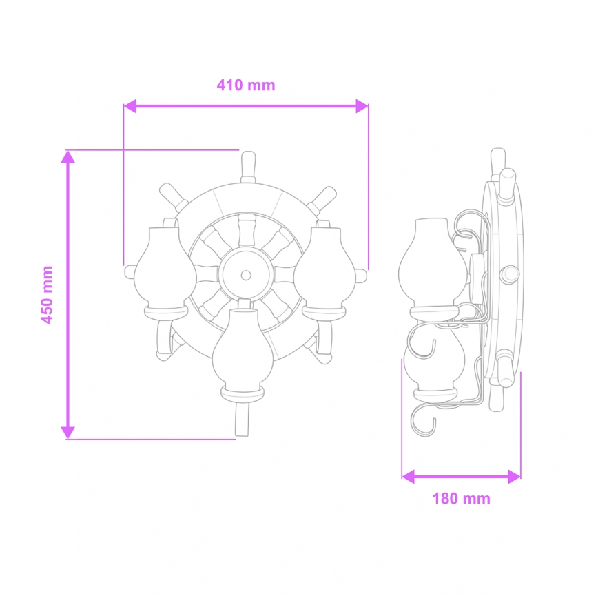 Brilagi - Wandleuchte TIMONA 3xE14/40W/230V Buche