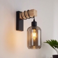 Brilagi - Wandleuchte WOOD GLASS 1xE27/60W/230V Kiefer/Schwarz/Rauchgrau