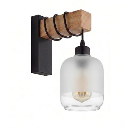 Brilagi - Wandleuchte WOOD GLASS 1xE27/60W/230V Kiefer/schwarz/weiß