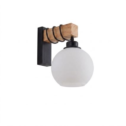 Brilagi - Wandleuchte WOOD GLASS 1xE27/60W/230V Kiefer/Schwarz/Weiß