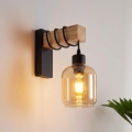 BRILAGI - Wandleuchte WOOD GLASS 1xE27/60W/230V Kiefernholz/Schwarz/rauchbraun