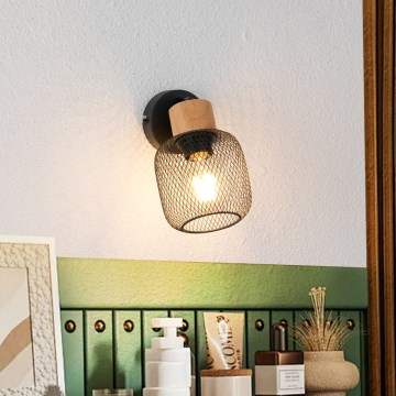 Brilagi - Wandspot BASKLITE 1xE27/15W/230V Kautschukholz/schwarz
