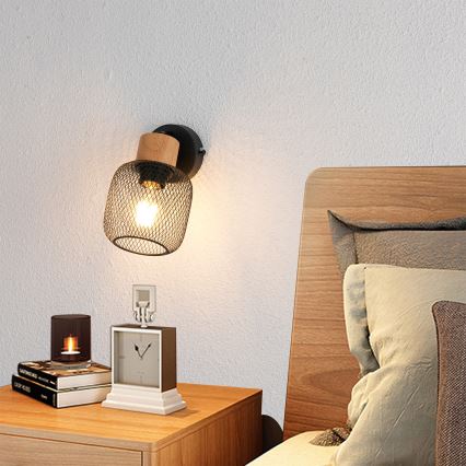 Brilagi - Wandspot BASKLITE 1xE27/15W/230V Kautschukholz/schwarz